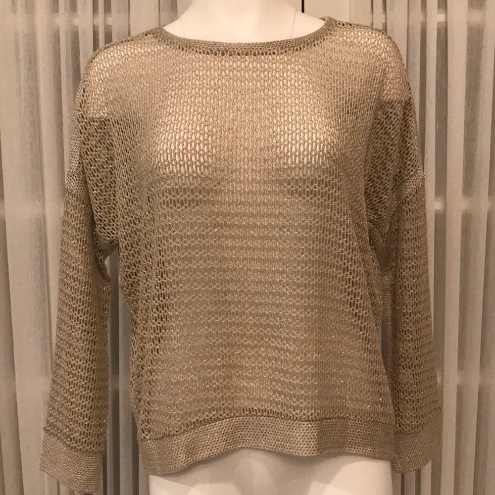 Generation Love beige/gold mesh sweater.
